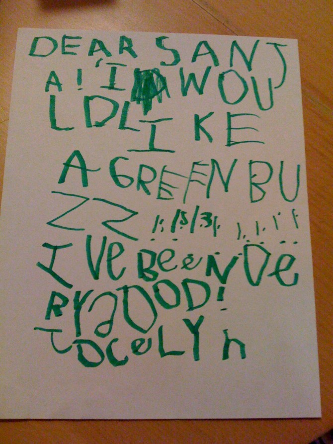 Jocelyn's Letter to Santa