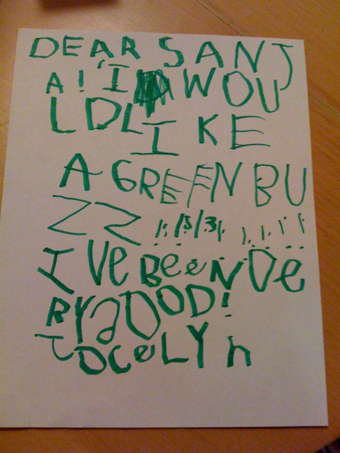 Jocelyn's Letter to Santa