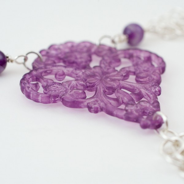 Luscious. Lucite and Sterling Silver Chainmaille Necklace