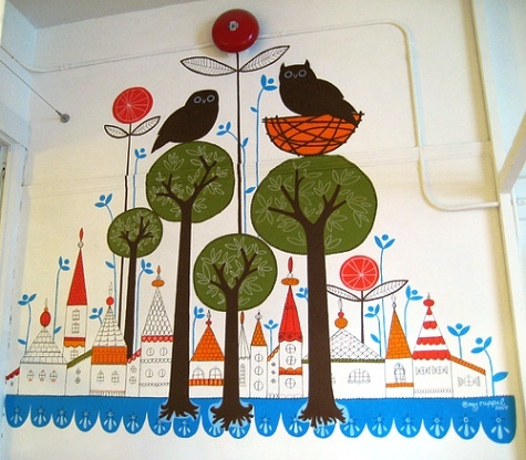 amy ruppel village wall mural at rare device