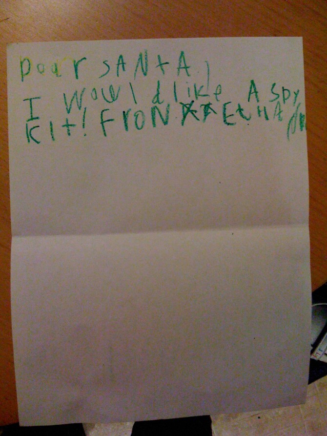 Ethan's Letter to Santa